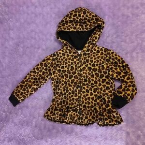 GARANIMALS Plush Zip Up Hooded Sweatshirt with Ruffled Hemline size 24 months